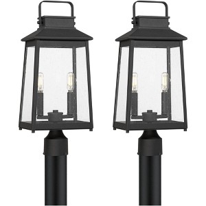 John Timberland Jubliee 20 1/4" High Modern Outdoor Post Light Fixture Pole Porch House Exterior Set of 2 2-Light Black Metal Clear Glass Shade - 1 of 4