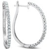 Pompeii3 1 Carat Diamond Hoops White Gold 3/4" Tall - 3 of 4