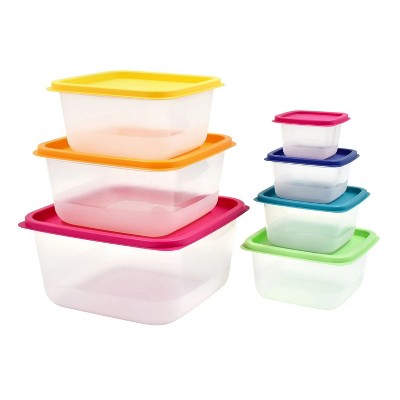 LunaLulinlk Plastic Rainbow Food Storage Set, Multi Color, 14 Count