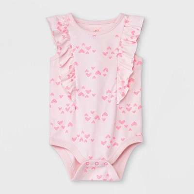 Image of Baby Girls' Heart Short Sleeve Bodysuit - Cat & Jack™ Pink 6-9M