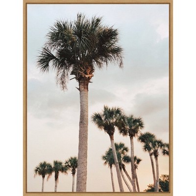 18" x 24" Tall Palms by Olivia Joy Framed Canvas Wall Art - Amanti Art