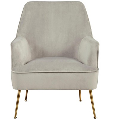 Rebecca Gray Velour Lounge Chair with Gold Legs
