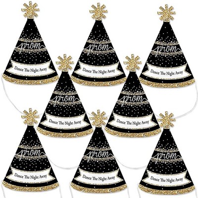 Big Dot of Happiness Prom - Mini Cone Prom Night Party Hats - Small Little Party Hats - Set of 8