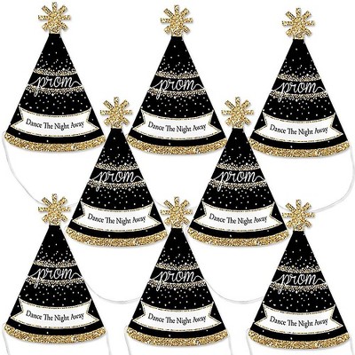 Big Dot of Happiness Prom - Mini Cone Prom Night Party Hats - Small Little Party Hats - Set of 8