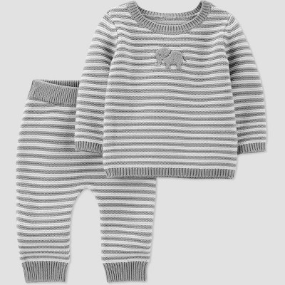 Image of Baby Elephant Sweater Top & Bottom Set - Just One You® made by carter's White/Gray 6M