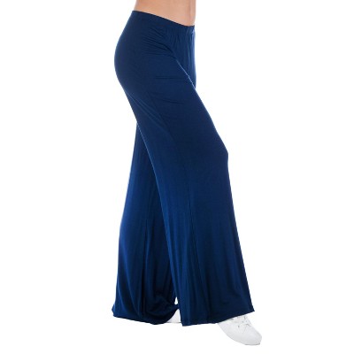 Comfortable Solid Color Palazzo Lounge Pants-Navy-1X