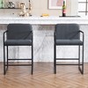 Fabric Upholstered Metal Frame Counter Height Bar Stools with Armrests and Padded Seat for Kitchen Island, Home Bar or Restaurant - 3 of 4
