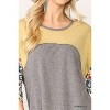 Slickblue Women's Knit and Floral Print Colorblock Top, Relaxed Fit Dolman Sleeve Tee, Citron Mix/Denim Mix, Size S-L - 4 of 4