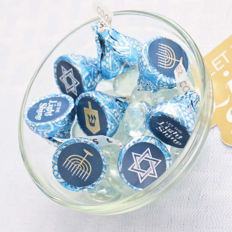 Big Dot of Happiness Happy Hanukkah - Chanukah Party Round Candy Sticker Favors - Labels Fits Chocolate Candy (1 Sheet of 108), 6 of 8