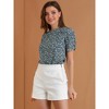 INSPIRE CHIC Women's Floral Summer Crew Neck Casual Shirred Short Sleeve Blouse - 2 of 4