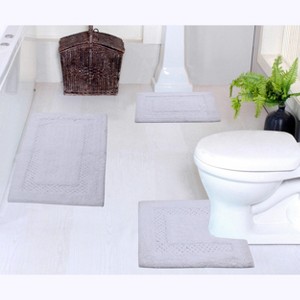 Set of 3 Classy Bathmat Collection White Cotton Tufted Bath Rug - Home Weavers - 1 of 4