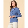 INSPIRE CHIC Women's Bow Tie Neck Elegant Long Sleeve Solid Work Office Blouse - 4 of 4