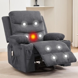 Recliner Chair Nursery, Manual Reclining Rocking Chair, 360 Swivel Glider with Cup Holder, Massage and Heat Recliner, Indoor Single Sofa Chairs - 1 of 4