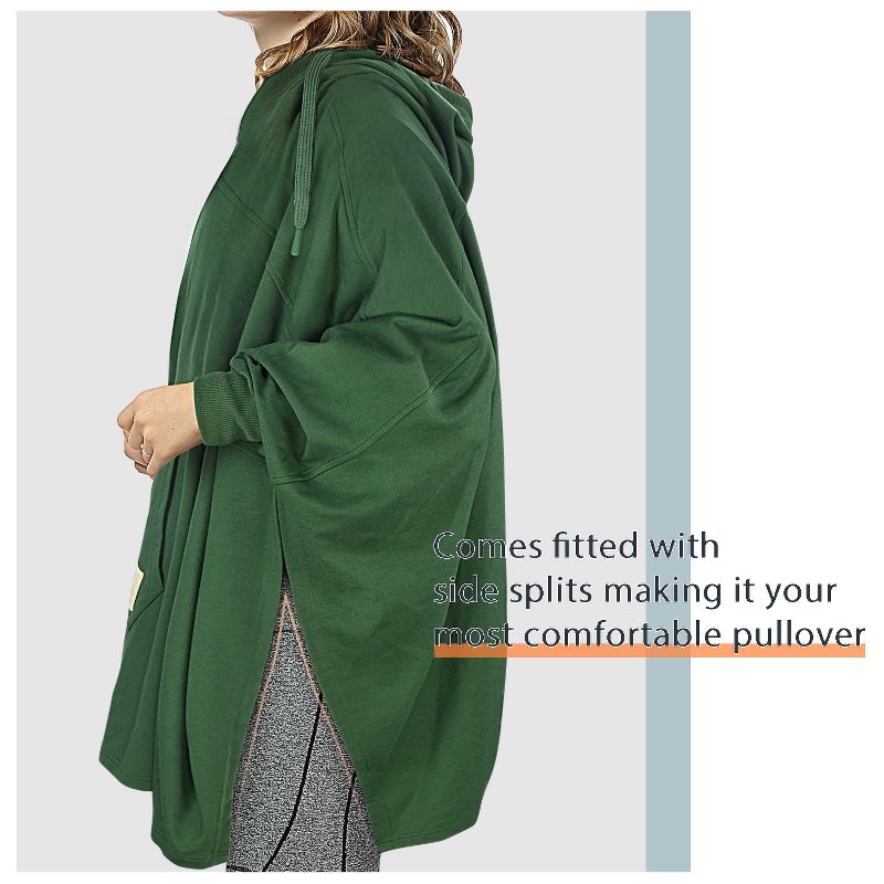 Catalonia Oversized Hoodie Sweatshirt Cape, Casual Hoodie Cape, Batwing Coat Pullover Blanket | Fluffy Fleece, Comfortable, Roomy | for Adults, 3 of 6