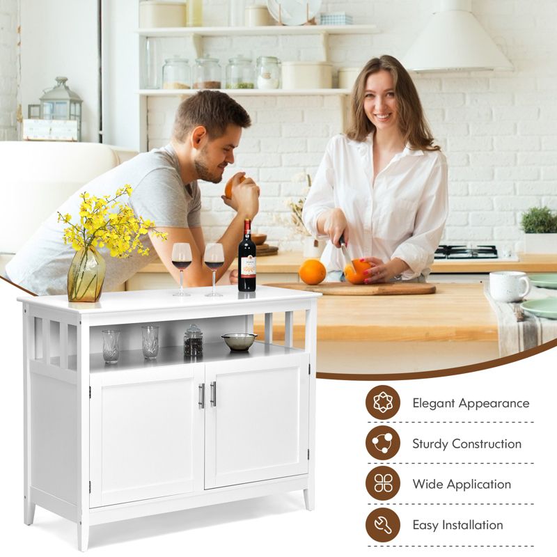 Tangkula Modern Kitchen Storage Cabinet Buffet Server Table Sideboard Dining Wood White, 5 of 10