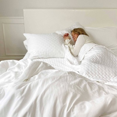 Snow White Bamboo Cotton Quilted Queen Coverlet Set