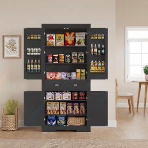 Kitchen Pantry Cabinet, 72”Pantry Storage Cabinet with 1 Drawer and 4 Doors, Adjustable Shelves, Tall Storage Pantry for Kitchen, Dining Room - 1 of 4