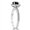 Pompeii3 1 1/10ct Treated Black Diamond Cushion Halo Engagement Ring 14K White Gold - 2 of 4