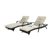 NicBex Patio Lounge Chair Set of 2, Outdoor Wicker Reclining Chair with Cushion, 150°Lay Flat Sun Lounger for Lawn, Beach, Poolside, Garden, Beige - 2 of 4