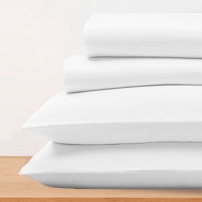 Bright White King Bamboo Cotton Deep Pocket Sheet Set