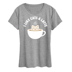 Women's - Instant Message - I Like Cats A Latte Short Sleeve Graphic T-Shirt - 1 of 4
