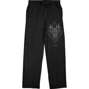 House Of The Dragon Dragon Head Logo Unisex Adult Black Sleep Pajama Pants - 1 of 2