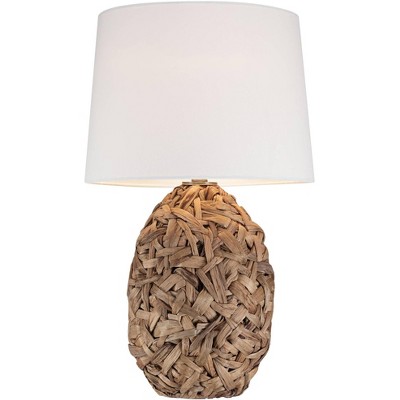 Coastal Charm Seagrass Woven Table Lamp with White Drum Shade