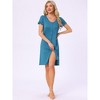 INSPIRE CHIC Women's Short Sleeve Button Down Crewneck Night Dress - 2 of 4