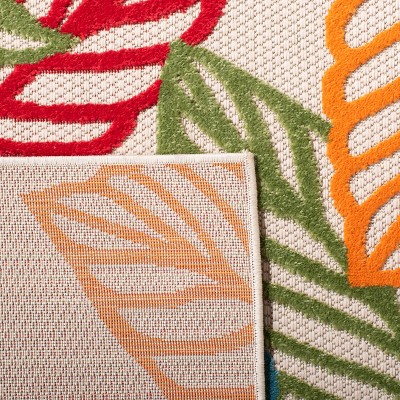 Ivory and Multicolor Floral Synthetic Rectangular Area Rug