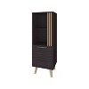 Wengue and Natural Oak Storage Cabinet with a Door and Open Storage - 3 of 4