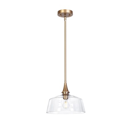 LNC Lainanger 1-Light 11.8" Modern Dome Meidum Pendant Lighting, Gold with Clear Glass