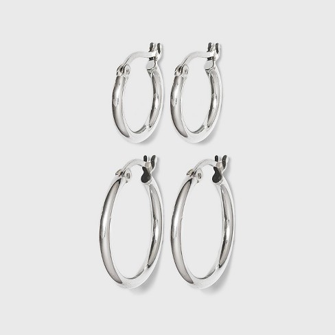 Silver store hoop set