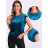 Allegra K Women's Velvet Cap Sleeve Office Casual Basic Crew Neck Blouse - 2 of 4