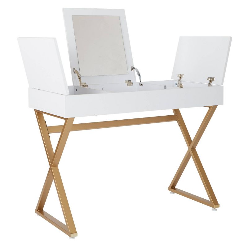 Juliette Vanity Desk Gold Legs with Top White - OSP Home Furnishings, 3 of 11