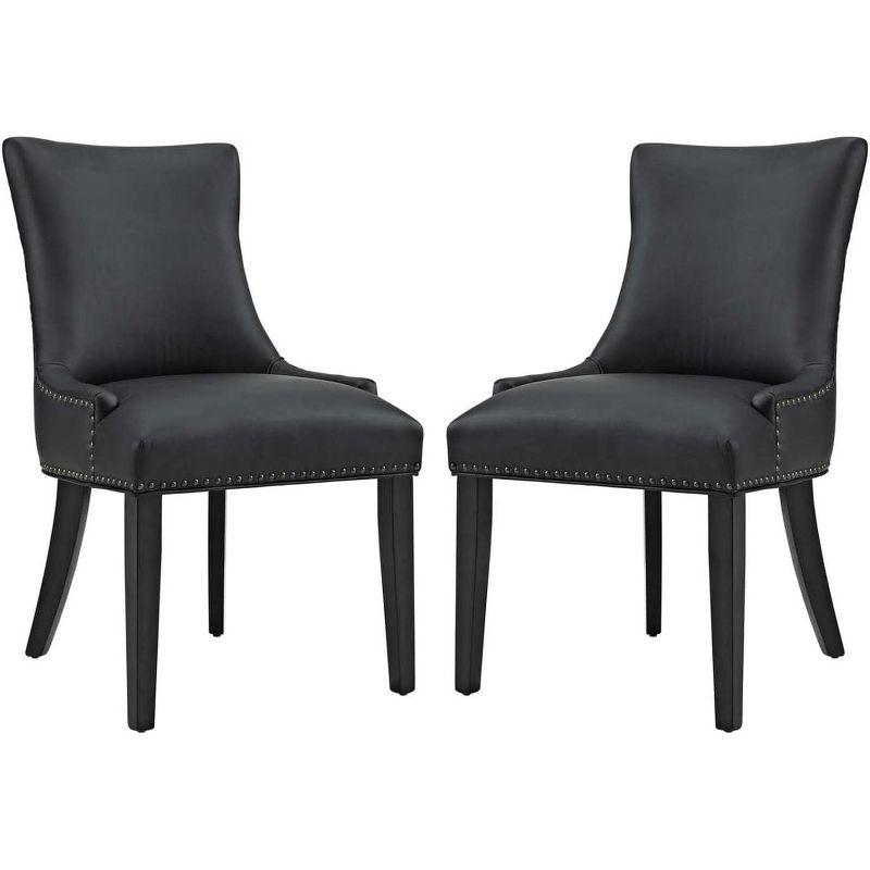 Modway Marquis Dining Chair Faux Leather Set of 2 - Black, 1 of 2