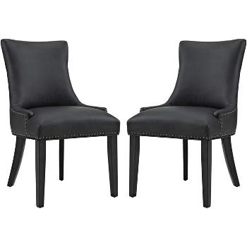 Modway Marquis Dining Chair Faux Leather Set of 2 - Black