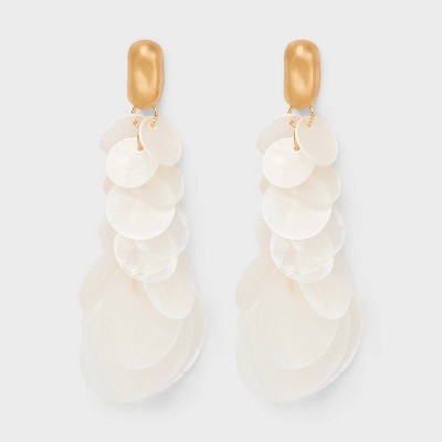 Pearl Inlay Hoop Earrings - A New Day™ Gold/White