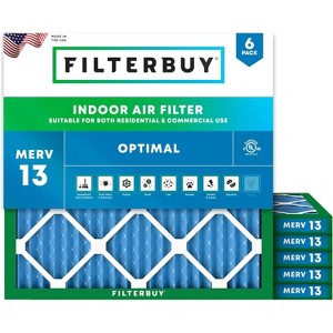 Filterbuy 18x18x1 Air Filter (6-Pack), Pleated MERV 13 Health Defense Replacement HVAC AC Furnace Filters (Actual Size: 17.75 x 17.75 x 0.75) - 1 of 4