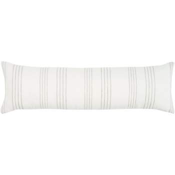 12"x40" Oversized Life Styles Woven Cotton Linen Striped Indoor Lumbar Throw Pillow White/Gray - Mina Victory