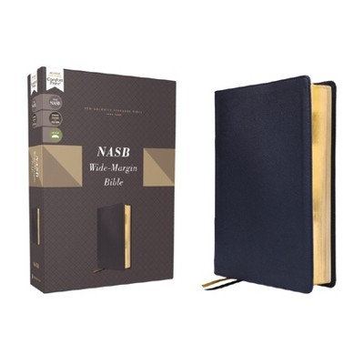 Nasb, Wide Margin Bible, Genuine Leather, Calfskin, Navy, Red Letter, 1995 Text, Comfort Print - by  Zondervan (Leather Bound)