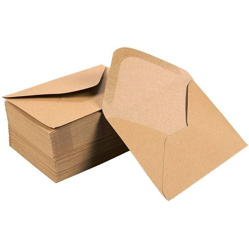 Juvale 100-Pack A1 Brown Kraft Paper Envelopes 5 x 3 Gummed Seal V-Flap for Invitation Greeting Cards, 5 of 6