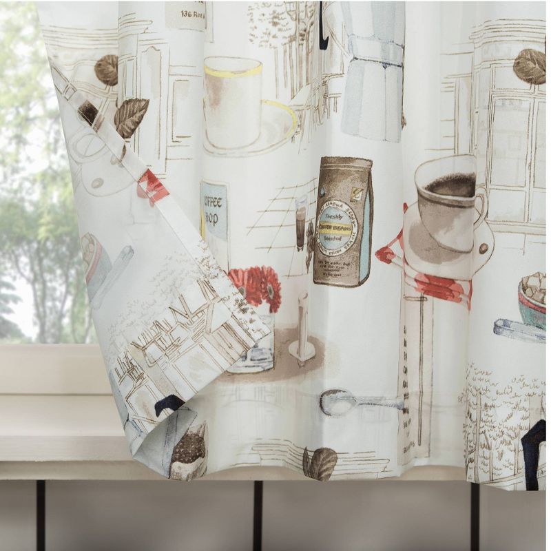 Brew Coffee Shop Semi Sheer Rod Pocket Kitchen Curtain Valance and Tiers Set White - No. 918, 4 of 10