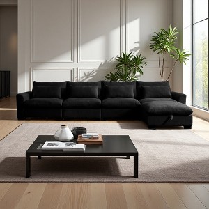157.5" Corduroy Cloud L-Shaped Modular Sectional Sofa with Deep Seat & Storage Ottoman - 1 of 4