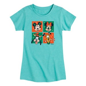 Girls' - Disney - Mickey And Friends Christmas Grid Short Sleeve Graphic T-Shirt - 1 of 2
