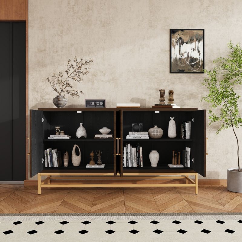 59.8" Retro Style Sideboard, Buffet Storage Cabinet with Adjustable Shelves, Metal Handles and Legs 4M-ModernLuxe, 2 of 15
