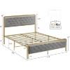 Golden Full Size Bed Frame, with Button Tufted Headboard, Upholstered Bed Frame, Heavy Duty Metal, No Box Spring Needed - 2 of 4