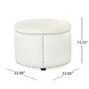 Lyngins Velvet Round Ottoman, Studded Rim Ottoman Bench, Foot Stool & Extra Seating (Sturdy Wooden Frame for Living Room, Bedroom) - 3 of 4