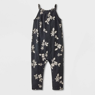 Image of Baby Girls' Printed Romper - Cat & Jack™ Black 0-3M