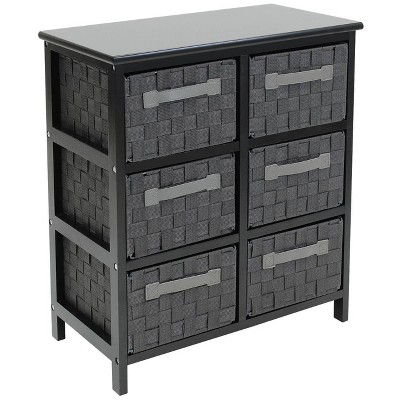 Sorbus 6 Weave Cabinet Drawer Black