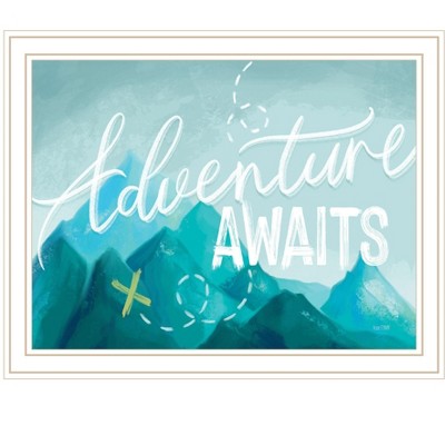 HomeRoots Adventure Awaits White Framed Print Wall Art
